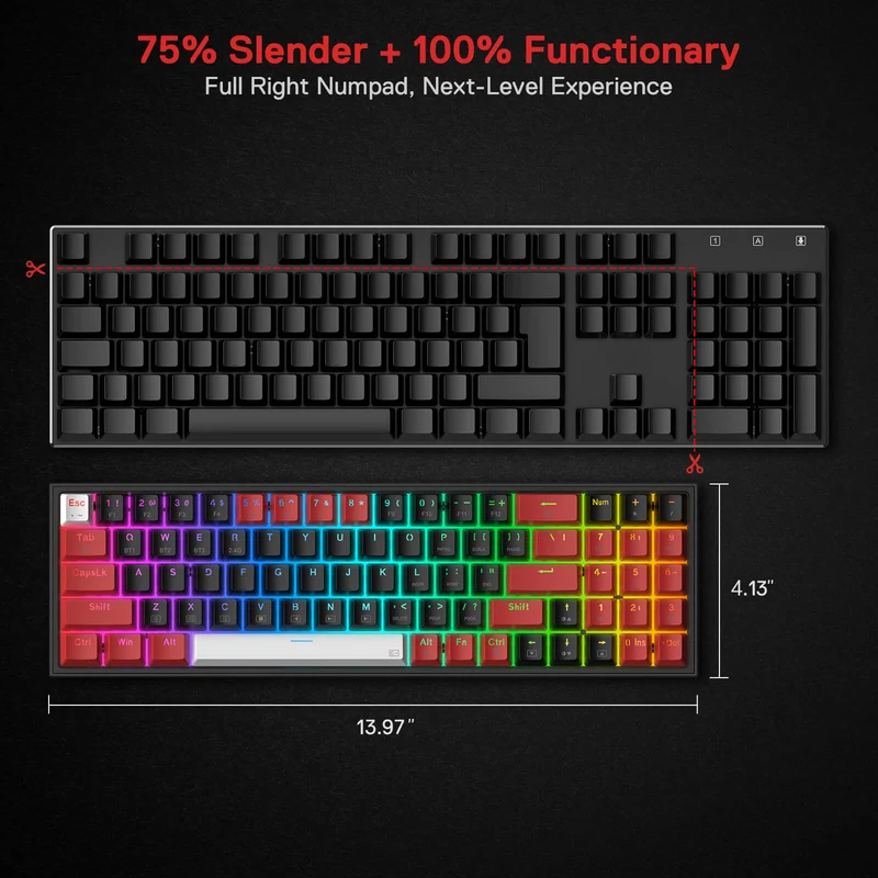 (Open-box) POLLUX K628 PRO 75% Wireless Gaming Keyboard