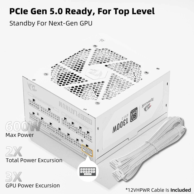 80+ Platinum 1000/1300 Watt ATX 3.0 Fully Modular Power Supply Includes a FREE 12VHPWR Cable
