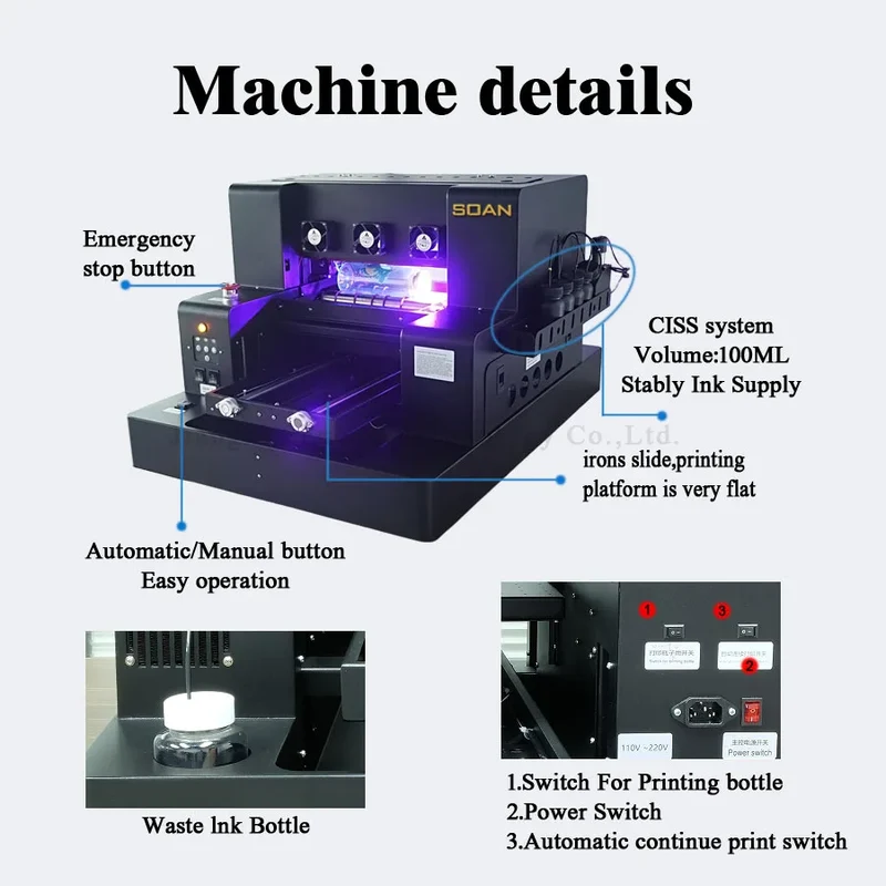 The Popular A3 Size UV DTF Printer 6 Digital Logo Printing Machine Glass Metal Leather Phone Case UV Flatbed Printer Machine