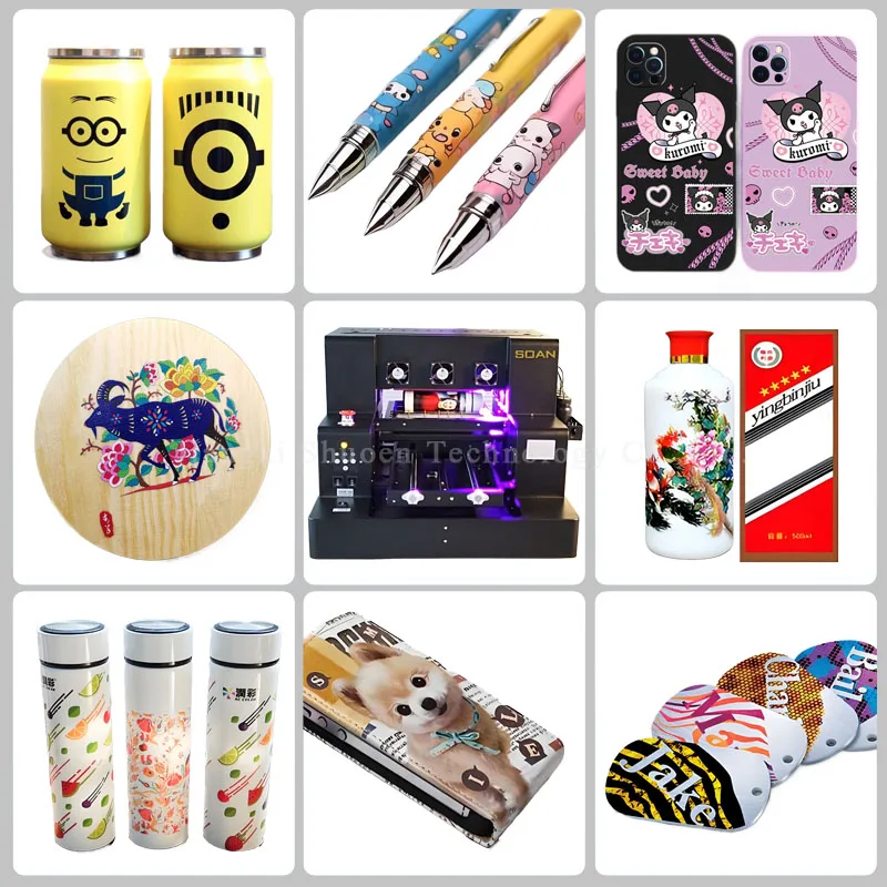 The Popular A3 Size UV DTF Printer 6 Digital Logo Printing Machine Glass Metal Leather Phone Case UV Flatbed Printer Machine