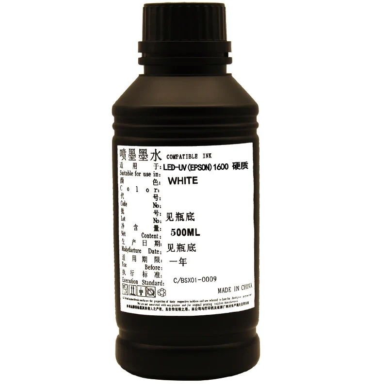 Wholesale UV Ink for Eps I1600 U1 Printhead Uv Flatbed Printer Ink 500ml Bottles LED Uv Ink for Wall Printer Cmykw Eps I1600 Ink