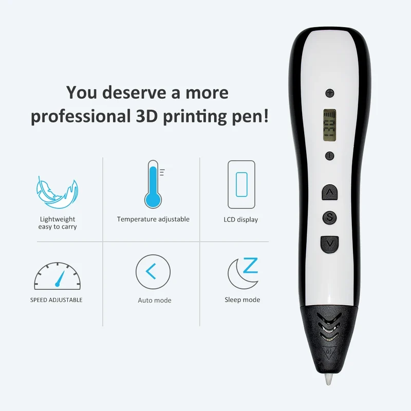 JER Hot Sales 3d Pen 3d Drawing Printer Pen with LCD Display Professional 3d Printing Pen Child Wireless