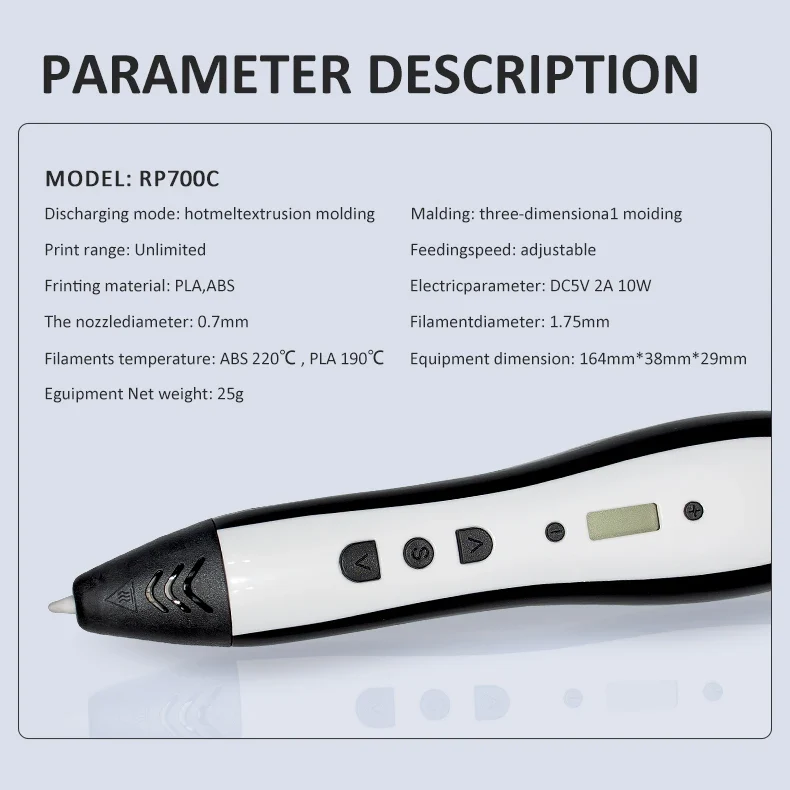 JER Hot Sales 3d Pen 3d Drawing Printer Pen with LCD Display Professional 3d Printing Pen Child Wireless
