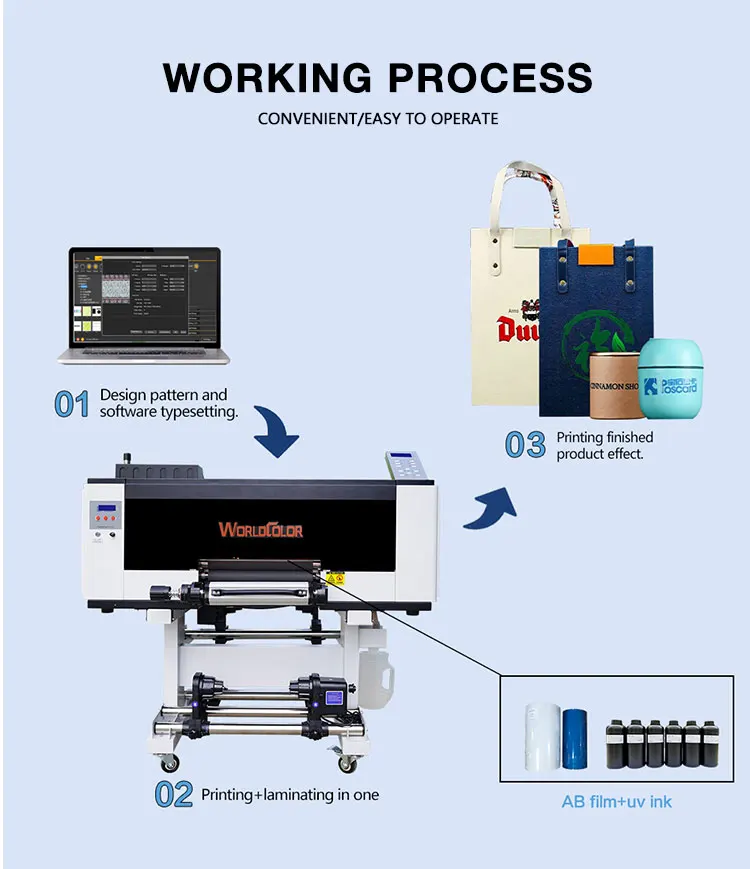 UV DTF 2-in-1 Sticker Printer I1600 F1080 Xp600 A3 UV Printer AB Film Roll Printing Machine with Laminator for Label Stickers