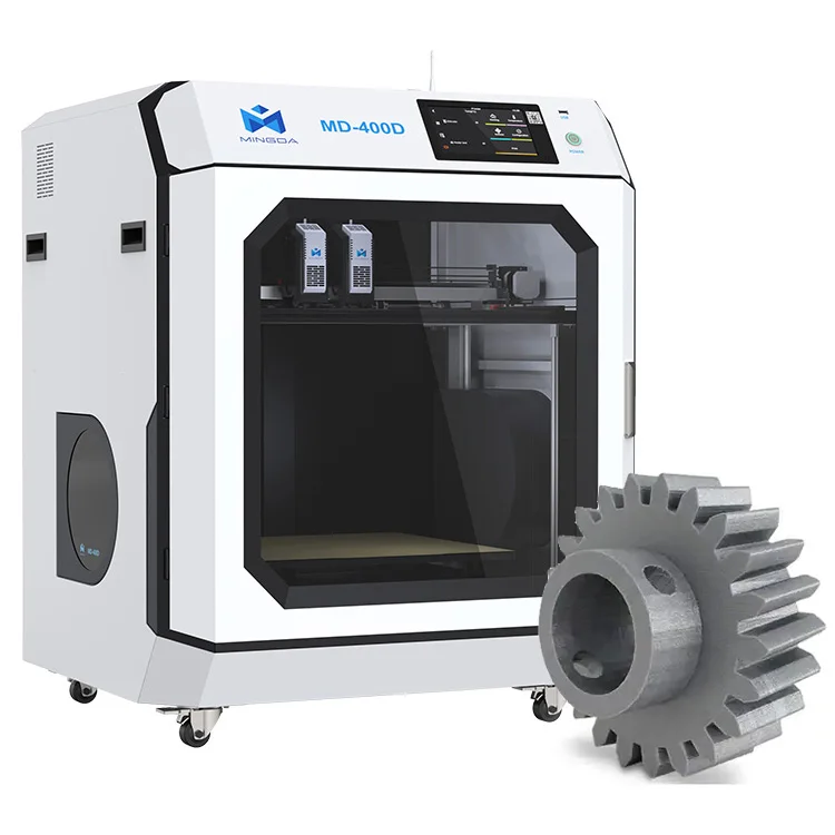MD-400D Industrial 3D Printer Imprimante Impresora Idex Dual 400mm New Condition FDM Includes Extruder Nozzle PLA Nylon Printing