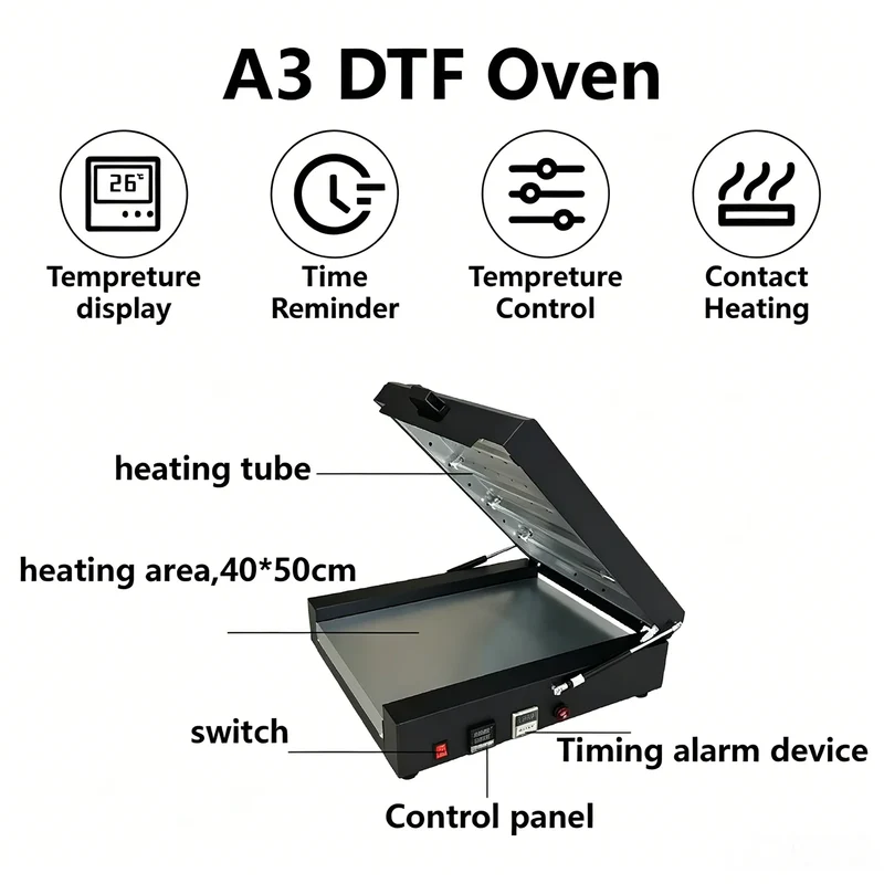 13"x19" Dtf Curing Oven A3+ Hotmelt Powder Dryer Baker Machine With Fume Extractor for Epsn L1800 1390 L18050 Dtf Printer