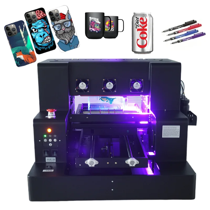 A3 A4 UV Flatbed Printer Machine Digital Mini Multi Color Inkjet UV Printer for Phone Case Single Pass UV Printer