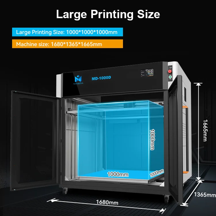 Mingda 3D MD-1000D Klipper High Performance Large Platform Carbon Finer 3d Printer 1000*1000*1000mm 3d Printer for Car Bumper