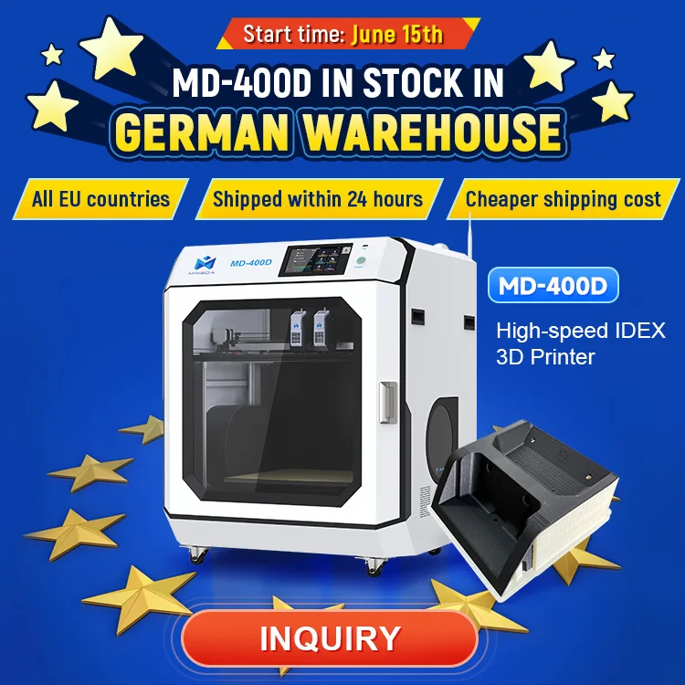 MD-400D+ High Speed 300mm/s EU Warehouse 24 Hours Fast Delivery Cheap Shipping Cost Idex Tpu 3d Printer for Phone case