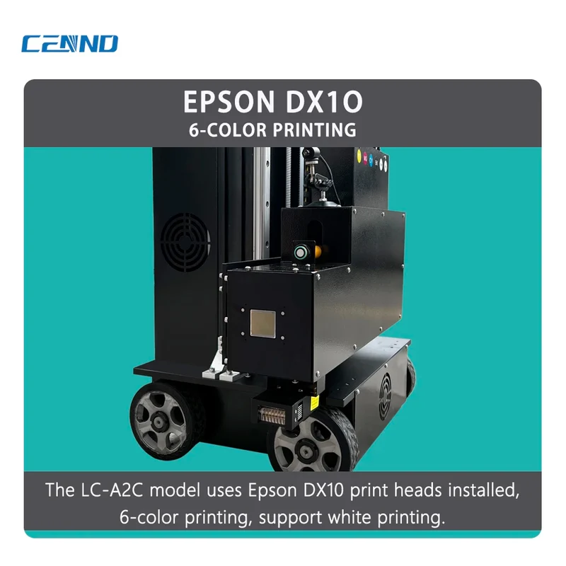 CENND LC-A2C Portable Semi-Automatic UV Inkjet 6-Color Wheel Wall Printer DX10 Print Head DTF 3D Effect New 2-Year Warranty