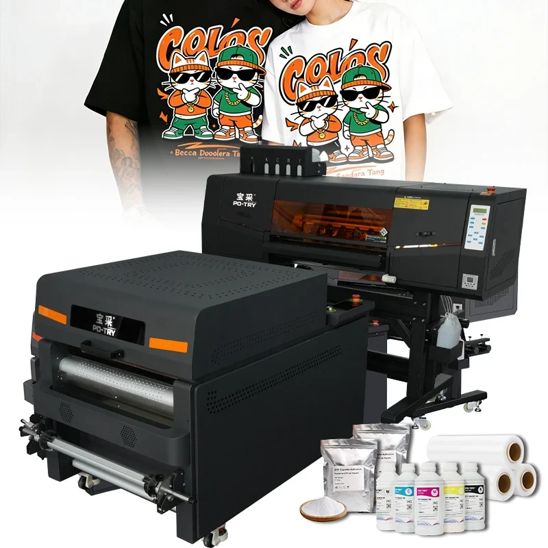 Po-try 60CM I3200 2 Heads A2 PET Transfer Film Roll-to-Roll New Pigment Ink 1 Year Warranty DTF Heat Transfer Printer