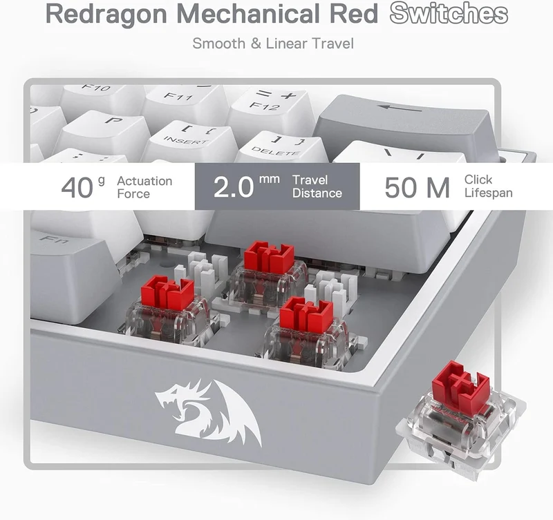 FIZZ K617 60 White & Grey Small Mechanical keyboard