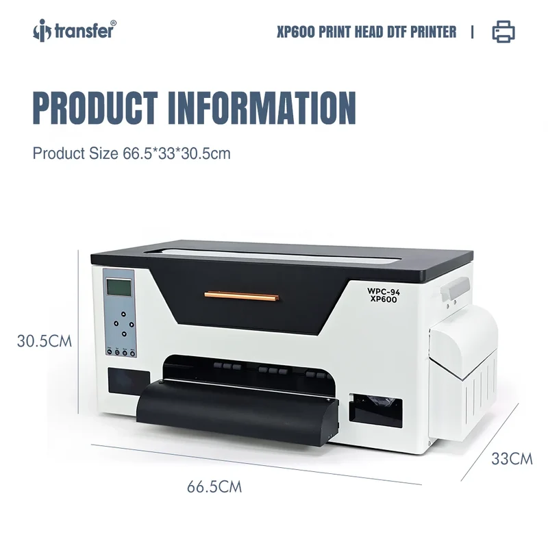 Fast Printing DTF Printer XP600 White Ink Circulation PET Film Print T Shirt Heat Transfer Machine Desktop A3 DTF Printer