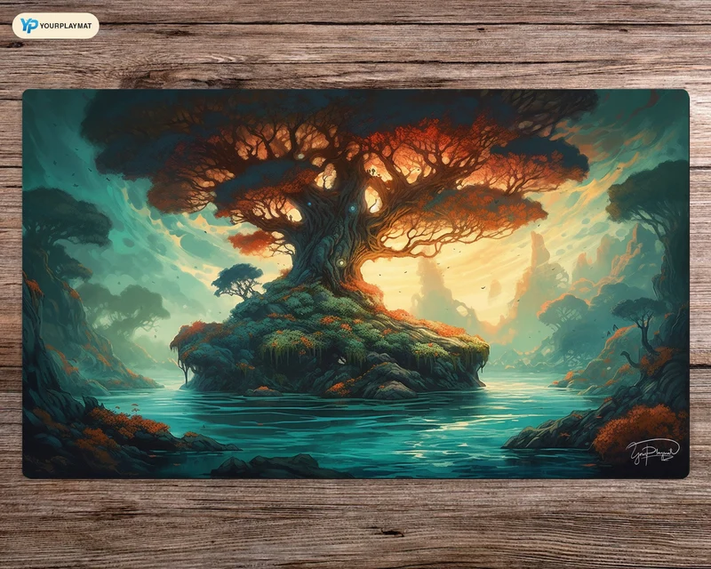 Island Arboreal Realm - MTG Spielmatte - 24 x 14 inches - MTG Geschenke - MTG Zubehör - Magie Tischmatte
