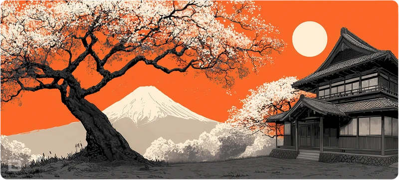 Orangefarbener Fuji-Sonnenuntergang