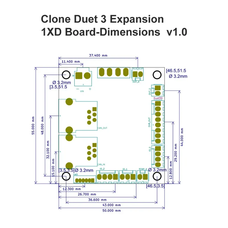 3D Printer Motherboard Clone Duet 3 Expansion Board 1XD a CAN-FD Connected Expansion Board for the Duet 3 Mainboard