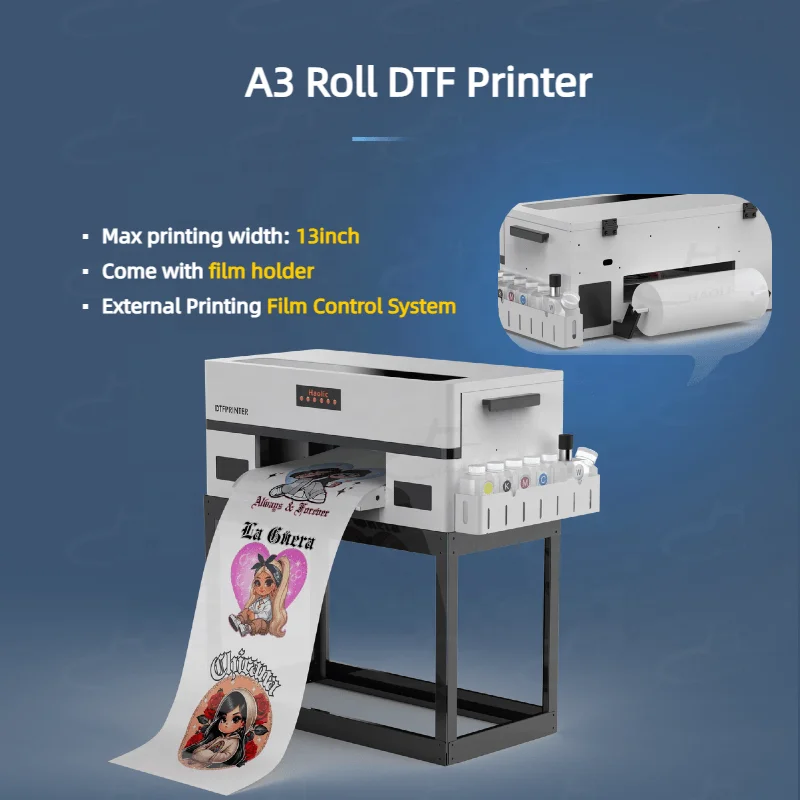 Haolic 13 Inch Automatic DTF Printer New Heat Transfer PET Film Inkjet Printing Machine with XP600 Printerheads for Clothes