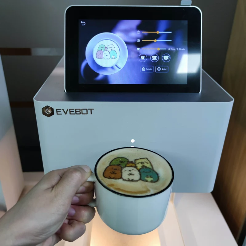 EVEBOT EB-FC1 Free Shipping Selfie 3D Coffee Printer Edible Ink Cappuccino Latte Full Color Barista Hotel Inkjet Food Printer