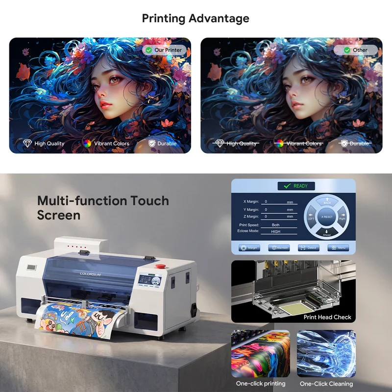FREE SHIPPING US Warehouse A3 DTF PrinterXP600 White Ink Anti-Clog Circulation 330mm Vibrant Transfer for T-Shirt Dark Garment
