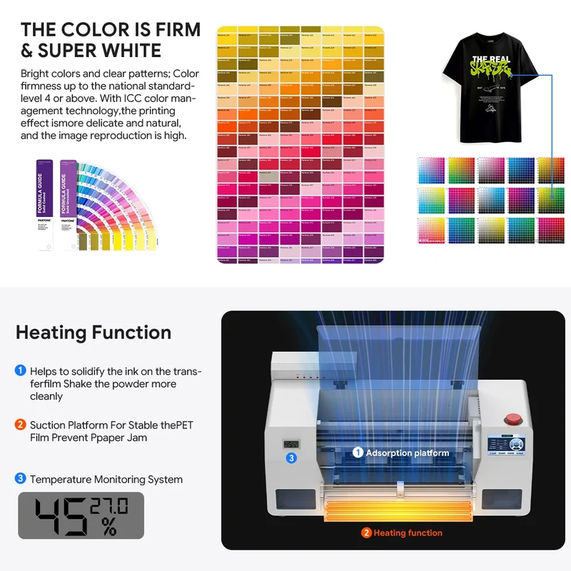 FREE SHIPPING US Warehouse A3 DTF PrinterXP600 White Ink Anti-Clog Circulation 330mm Vibrant Transfer for T-Shirt Dark Garment