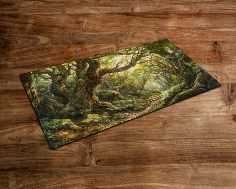 Mystic Forest Passage - MTG Playmat - 24 x 14 inches - MTG Gifts - Magic The Gathering Gifts - Stitched Playmat