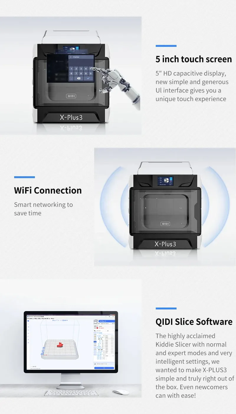 QIDI TECH X-PLUS 3 3D Printer High Speed Printing 600mm/s Large Print Size 280*280*270mm