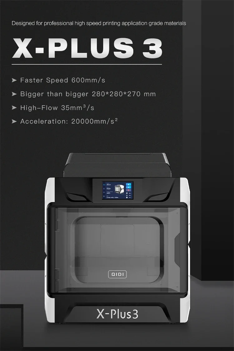 QIDI TECH X-PLUS 3 3D Printer High Speed Printing 600mm/s Large Print Size 280*280*270mm