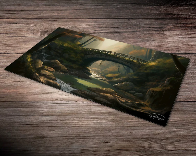 Enchanted Bridge of the Verdant Forest - MTG Spielmatte - 24 x 14 inches - MTG Geschenke - MTG Zubehör - Magie Tischmatte