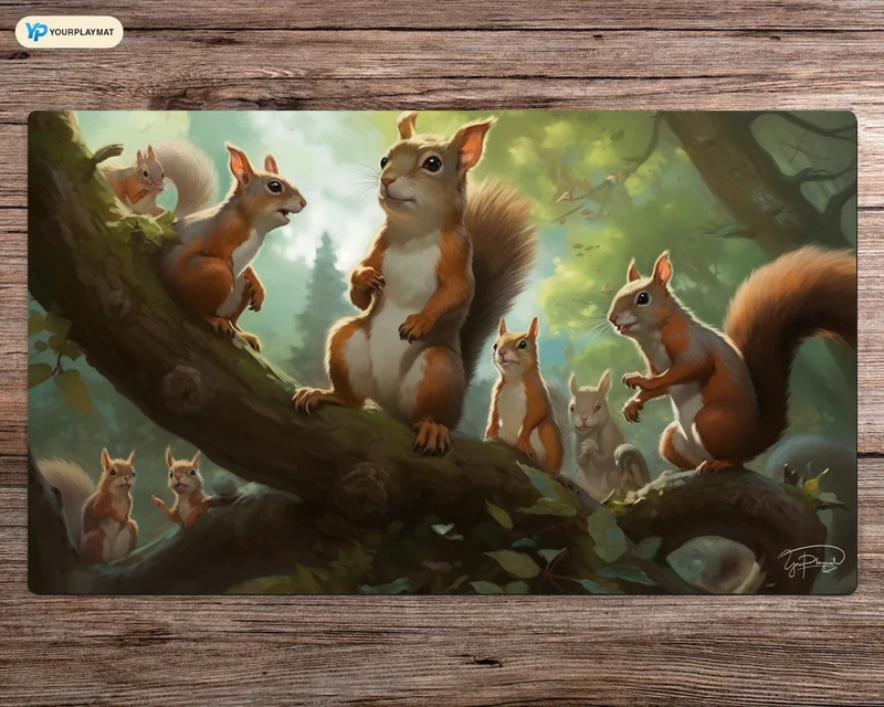 Squirrel Sentries Playmat - MTG Spielmatte - 24 x 14 inches - MTG Geschenke - MTG Zubehör - Magie Tischmatte