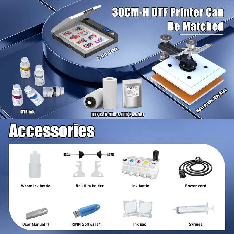 European Warehouse Stock A3 XP600 DTF Flatbed Printer Ready to Print T Shirts Bags Hats Fast Start Your Printing Service Today