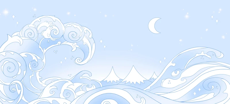 Kawaii Waves blue