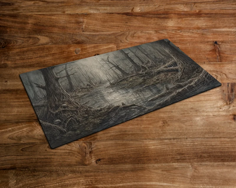 Decaying Swamp lands - MTG Playmat - 24 x 14 inches - MTG Gifts - Magic The Gathering Gifts - Stitched Playmat
