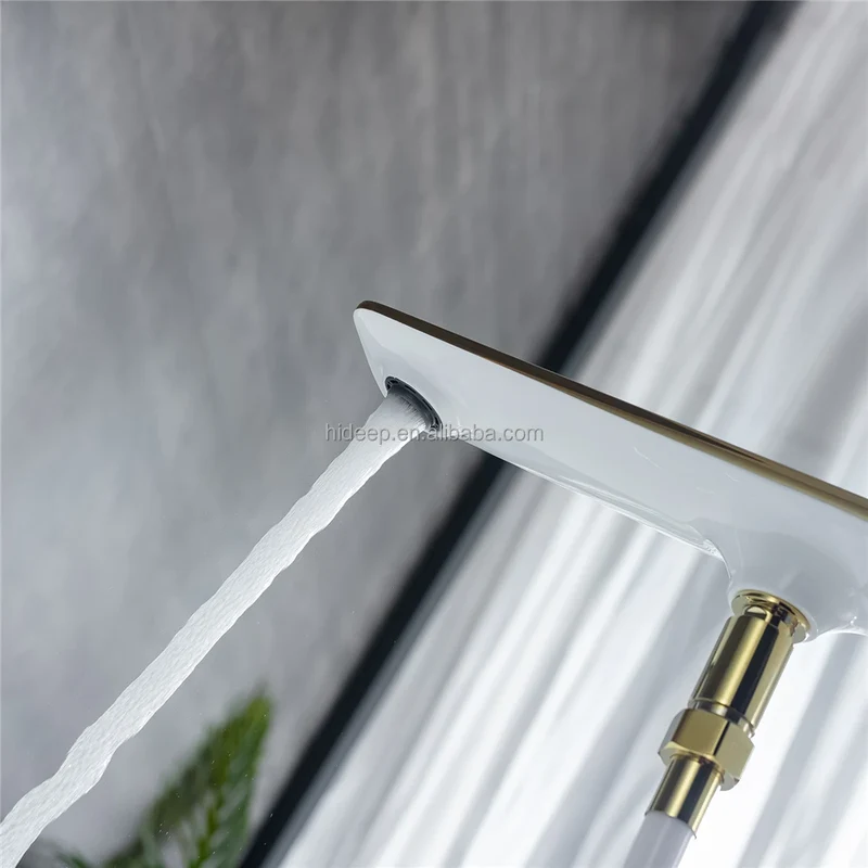 HIDEEP Contemporary Polished Bathroom Floor Stand Faucets Chrome/Black/White Ceramic Single Handle Hot Cold Water Bathtub Shower