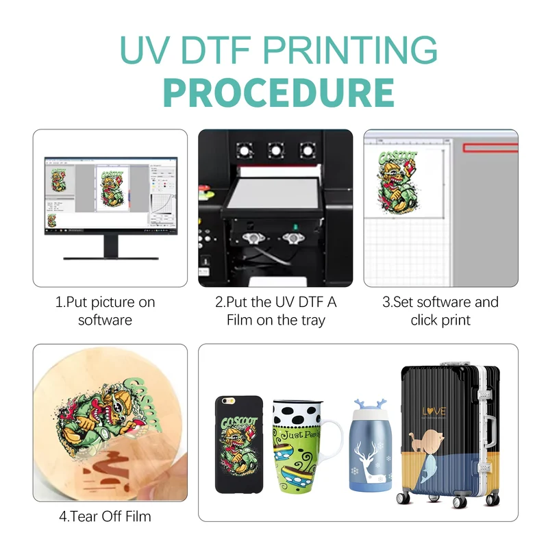 3050 UV DTF Printer Multi Color Inkjet Printers Cup Wrap Irregularly Shaped Bottle Sticker A3 UV Flatbed Printer