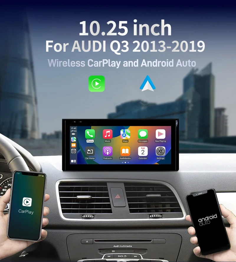 For Audi Q3 2013-2019 Android Wireless Car Multimedia Music Player HD Reverse 10.25 Inch Linux Navi Carplay