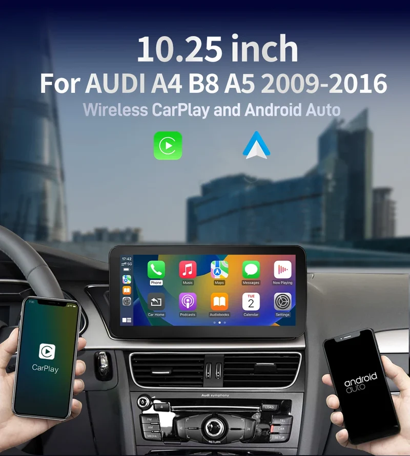 Original Screen Update Wireless CarPlay Android Auto GPS Navi Linux Multimedia Carplay for Audi A4 B8 A5 2009-2016
