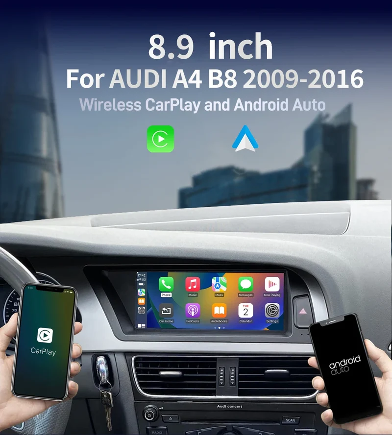 Wireless Touch Screen Navi CarPlay & Android Auto Linux Radio Carplay for Audi A4 B8 2009-2016
