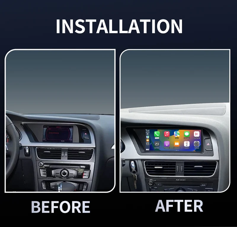 Wireless Touch Screen Navi CarPlay & Android Auto Linux Radio Carplay for Audi A4 B8 2009-2016