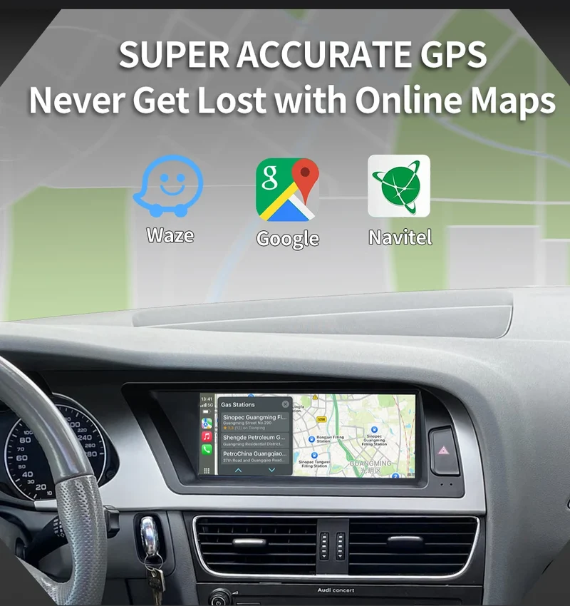 Wireless Touch Screen Navi CarPlay & Android Auto Linux Radio Carplay for Audi A4 B8 2009-2016