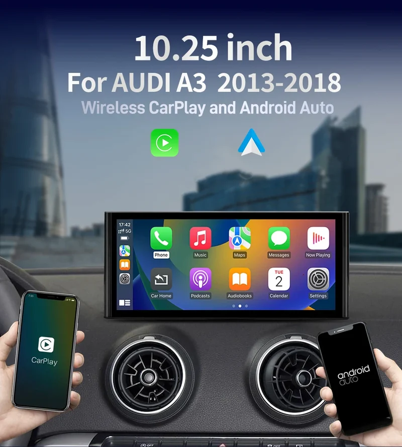 Car Stereo Screen Audio Car GPS 10.25 Inch Touch Screen Android Auto Carplay Interior Accessories for Audi A3 2013-2018
