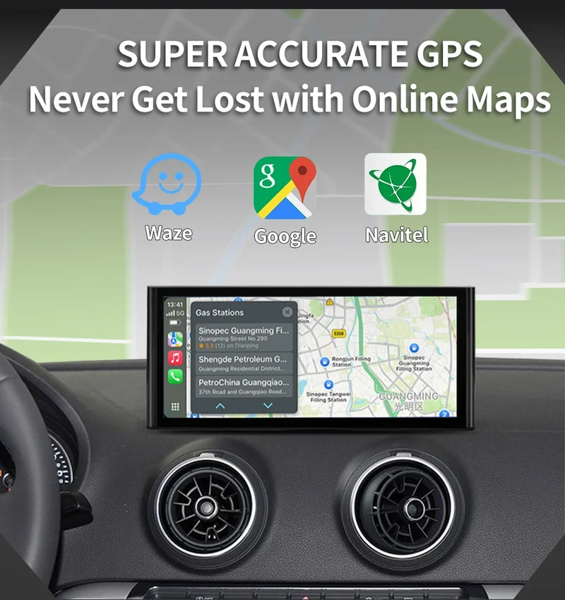 Car Stereo Screen Audio Car GPS 10.25 Inch Touch Screen Android Auto Carplay Interior Accessories for Audi A3 2013-2018