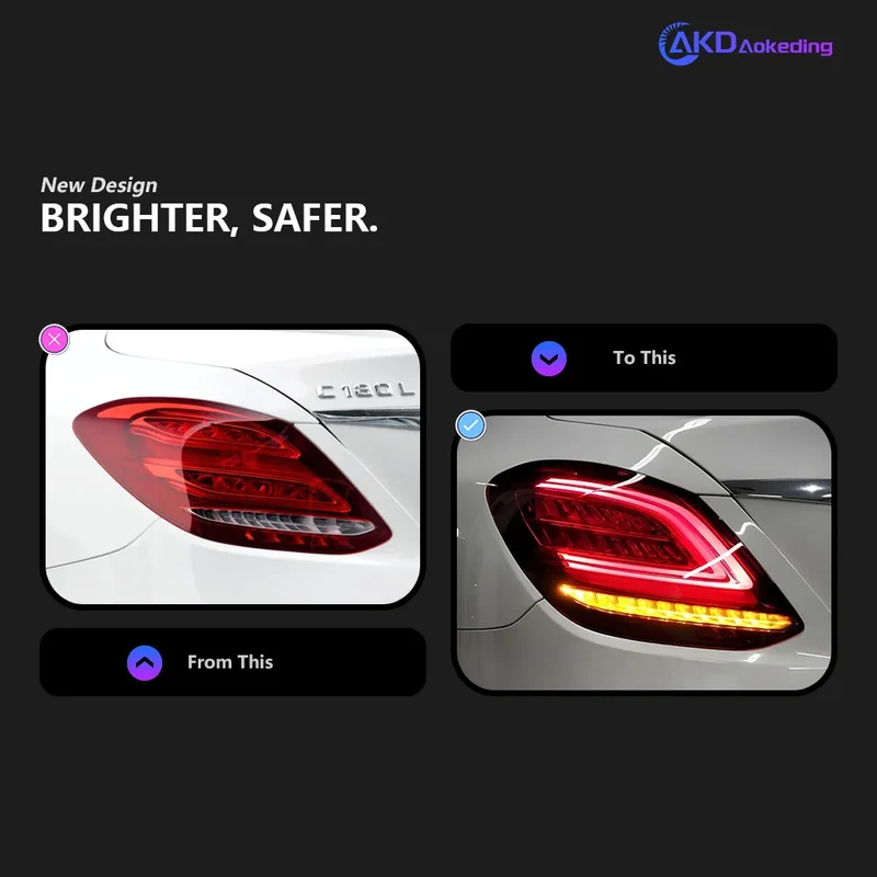 AKD Car Styling Tail Light for Benz W205 2015-2021 C180 C200 C260 Rear Stop Lamp Brake Signal DRL Reverse Automotive Accessories