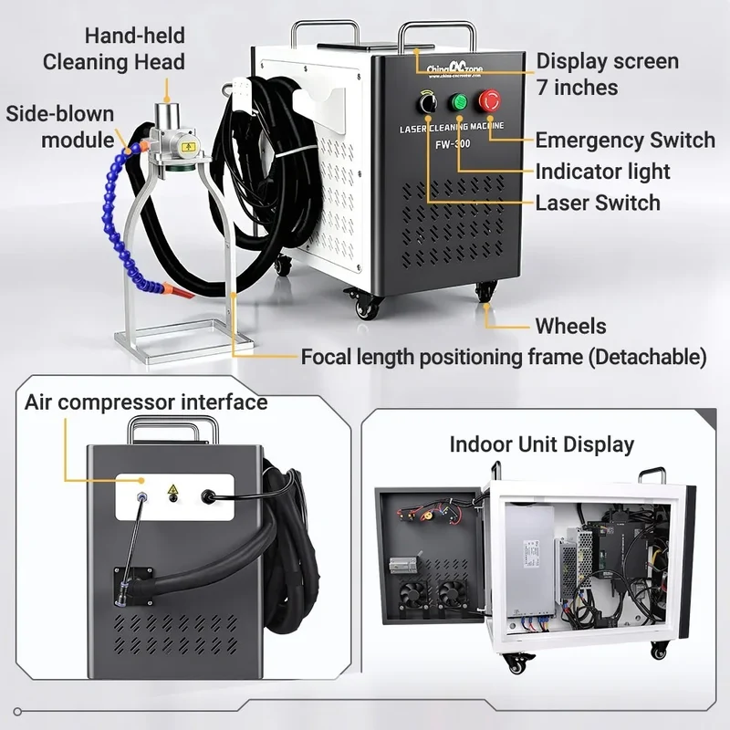 Scotle EU Warehouse 300W Air-cooled JPT 2mj 5mj 15mj Pulsed Laser Cleaning Machine Cleaner for Metal Wood Clean Oil/Paint Remove