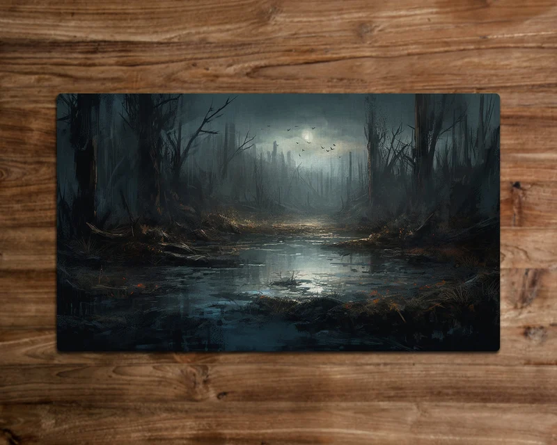 Swamp Death Embrace - MTG Playmat - 24 x 14 inches - MTG Gifts - Magic The Gathering Gifts - Stitched Playmat