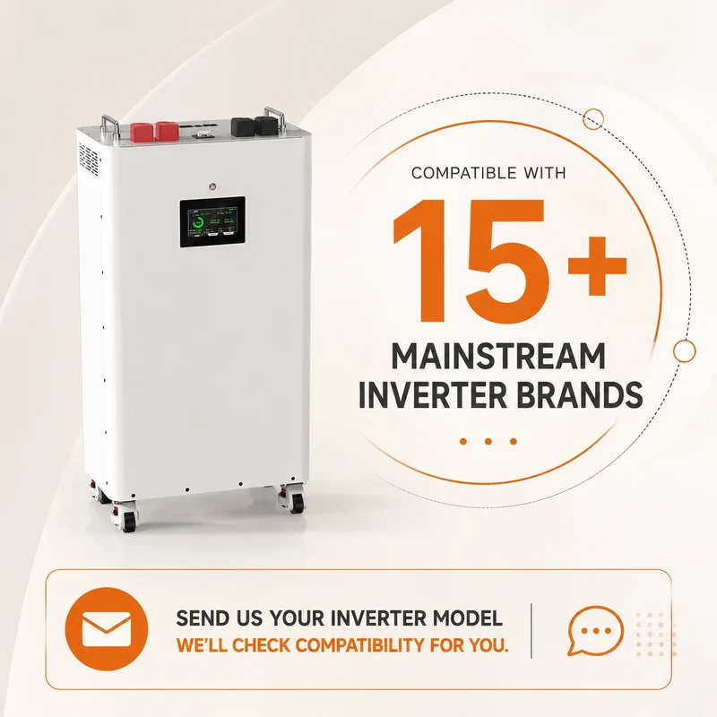 EU Stock Equipped with Sliding Wheel Battery 48V 51.2V 16kWh Landing Household Energy Storage Batteries Floor Standing Battery