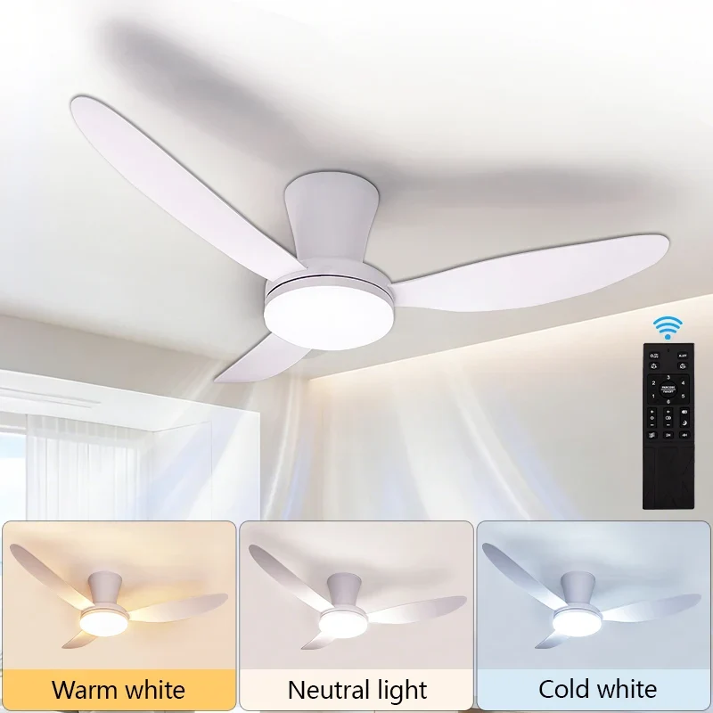 Poland in Stock Modern Dual Finish Blades 6-Speed Quiet DC Motor 3CCT LED Remote Control Patio Garage Ceiling Fan with Lights