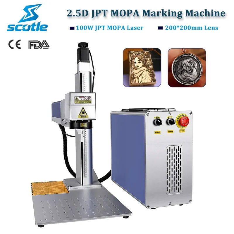 EU Stock Scotle Portable 100W JPT M7 MOPA BSL 2.5D XDING Fiber Laser Marking Machine for Relief Deep Metal Mark Engraving Maker