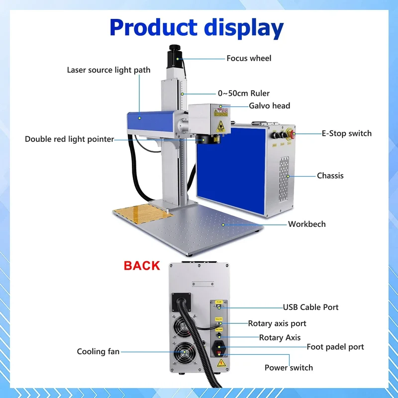 EU Stock Scotle Portable 100W JPT M7 MOPA BSL 2.5D XDING Fiber Laser Marking Machine for Relief Deep Metal Mark Engraving Maker