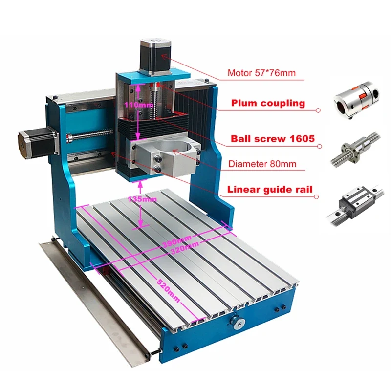3 Axis CNC Router 3040L Metal Frame Linear Guideway PCB Milling Machine Nema23 Stepper Motor for Wood Metal Engraving Carving