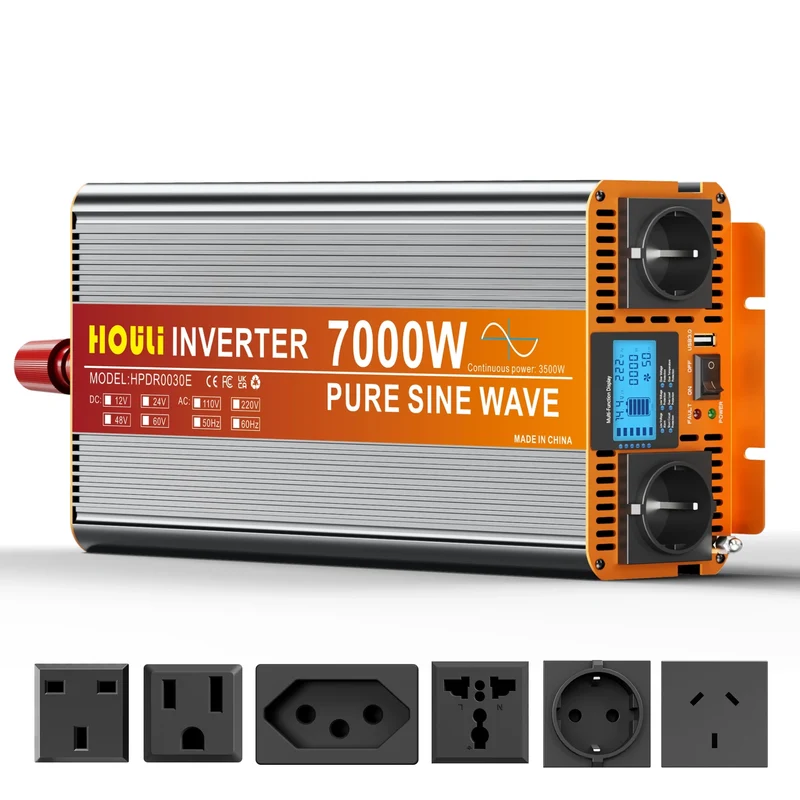 HOULI Inverter 12V 220V 7000W Peak Power Pure Sine Wave Power Inverter for RV Truck